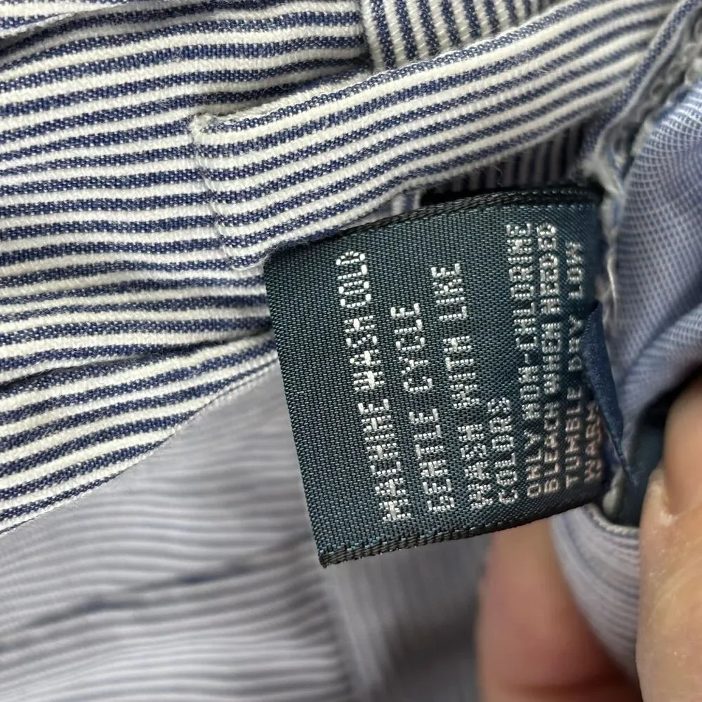 Polo Ralph Lauren Shorts Mens 33 Blue‎ White Seersucker Stripe Cotton Chino Golf